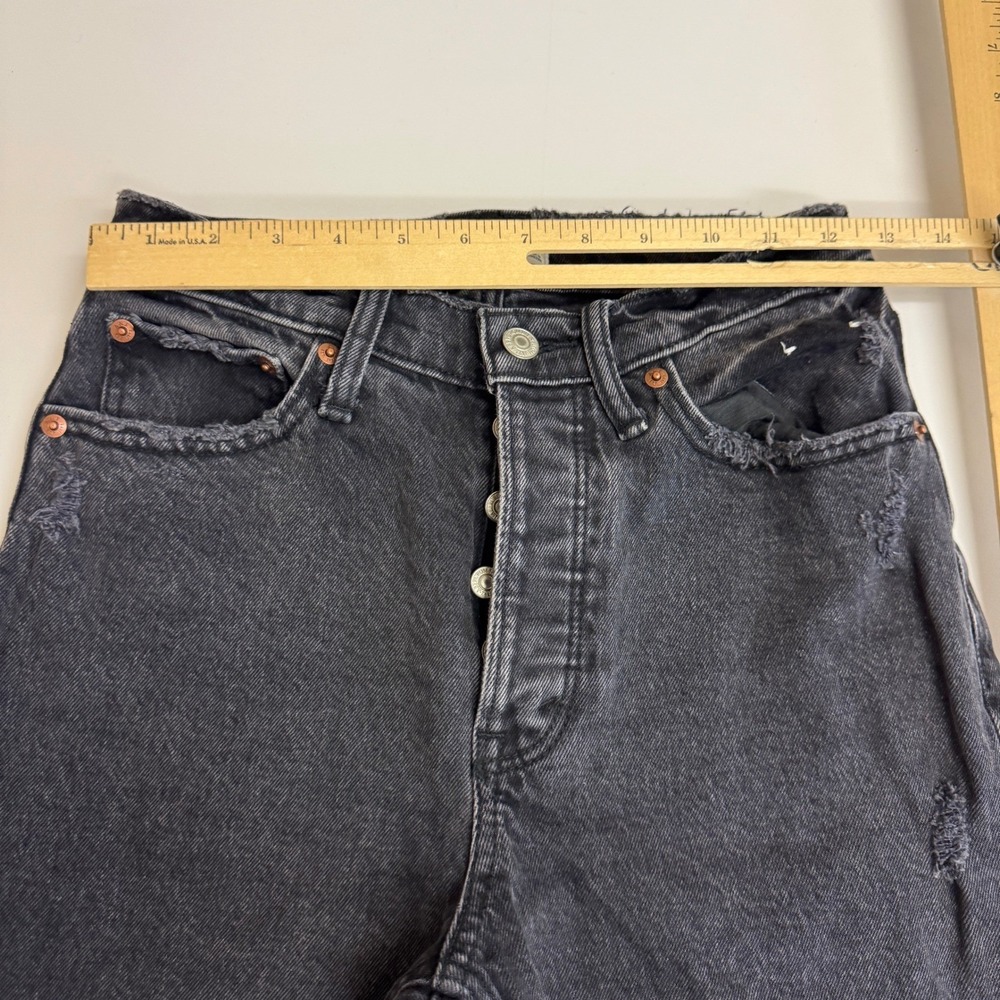 Abercrombie Jeans Women 25 0R Black Distressed The Dad High Rise Grunge Denim - Picture 6 of 8